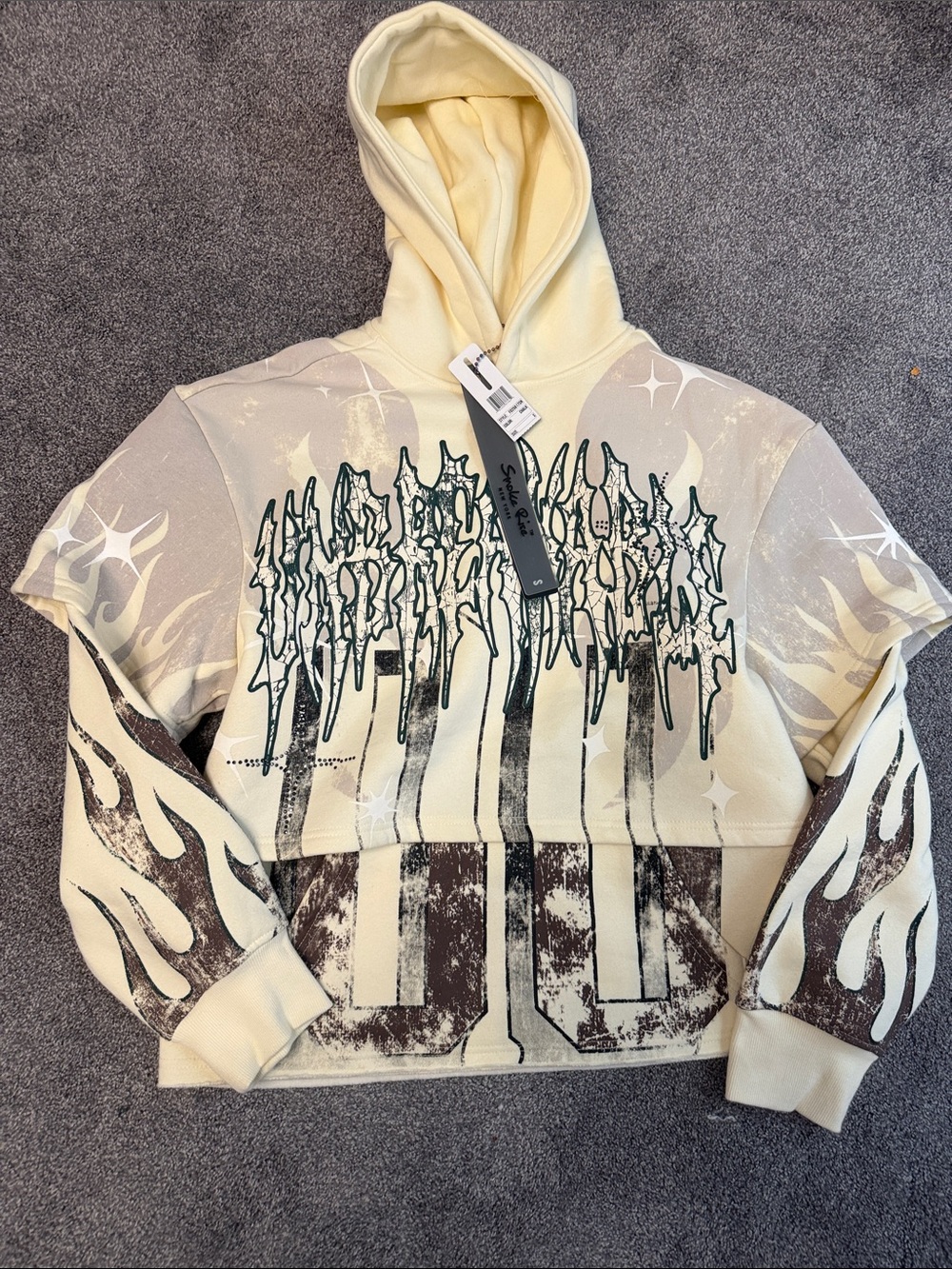Smoke Rise NY - Men's Cream Graphic Crewneck Hoodie Sweatshirt